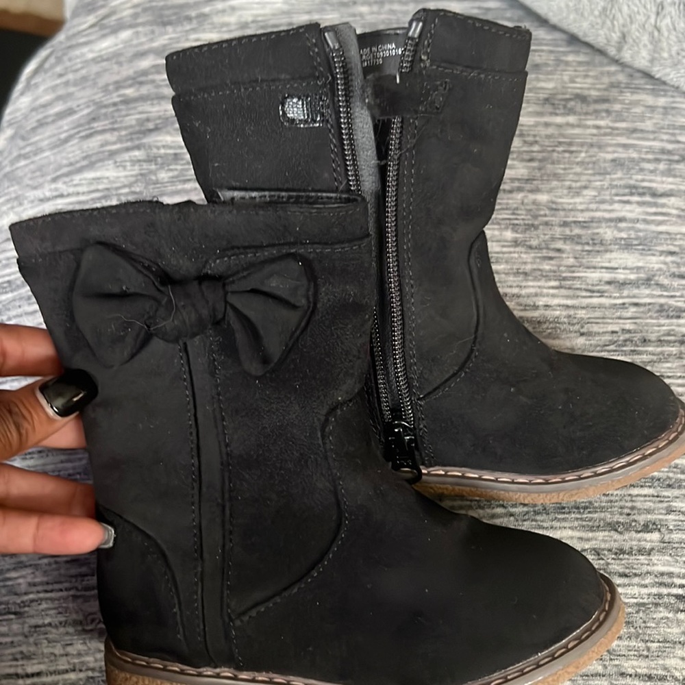 Black suede dress boots for toddler girls